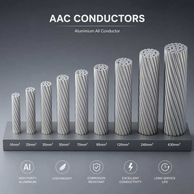 Bare AAC Conductor 25mm² 50mm² 95mm² 120mm² All Aluminum Conductor ASTM B231 for Overhead Distribution Lines