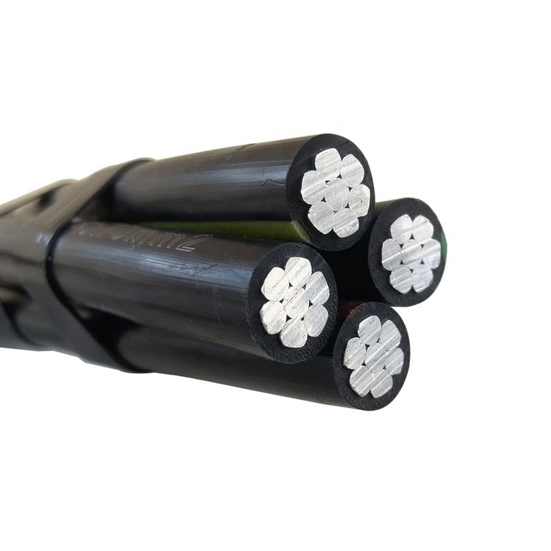 Cable ABC de baja tensión con conductor de aluminio, aislado con XLPE, PE, LDPE, PVC, para tendido aéreo, dúplex, tríplex, cuádruplex, cable de acometida 4x70mm2 50mm2