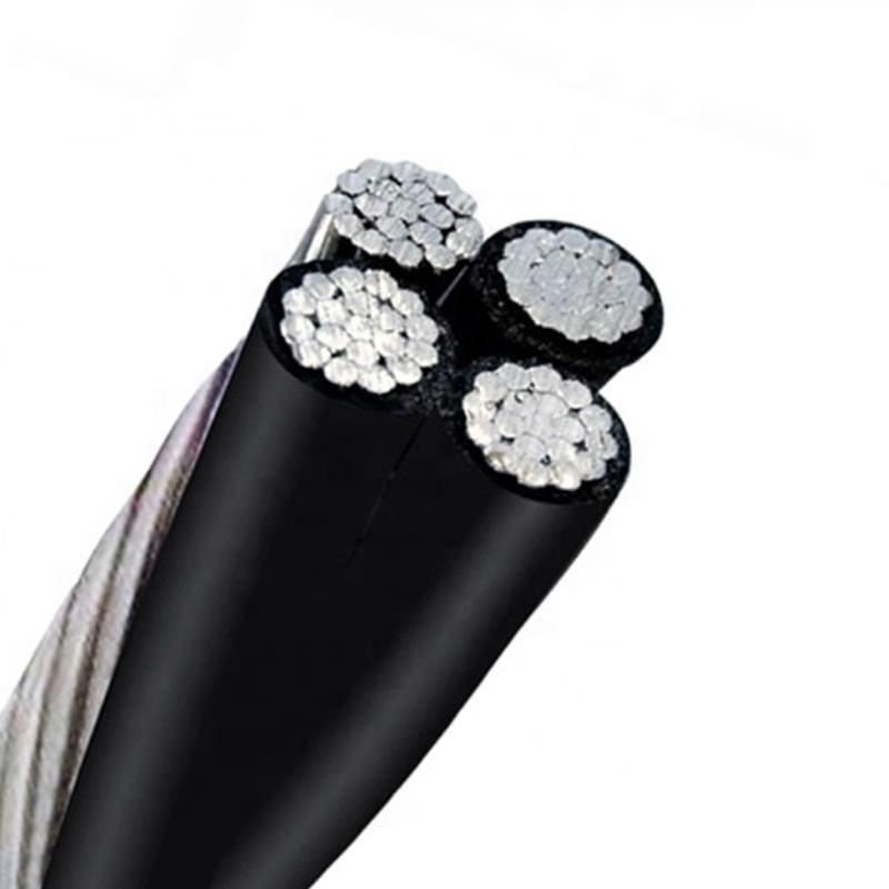 Cable ABC con conductor de aluminio, XLPE, PE, LDPE, PVC, aislado, para tendido aéreo, dúplex, tríplex, cuádruplex, cable de acometida 4x70mm2 50mm2